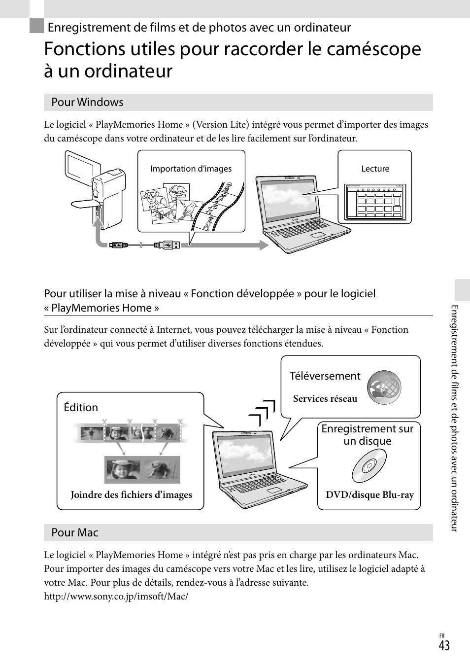 Pour windows, Pour mac, Pour windows pour mac | Sony HDR-GW77V User Manual | Page 171 / 199