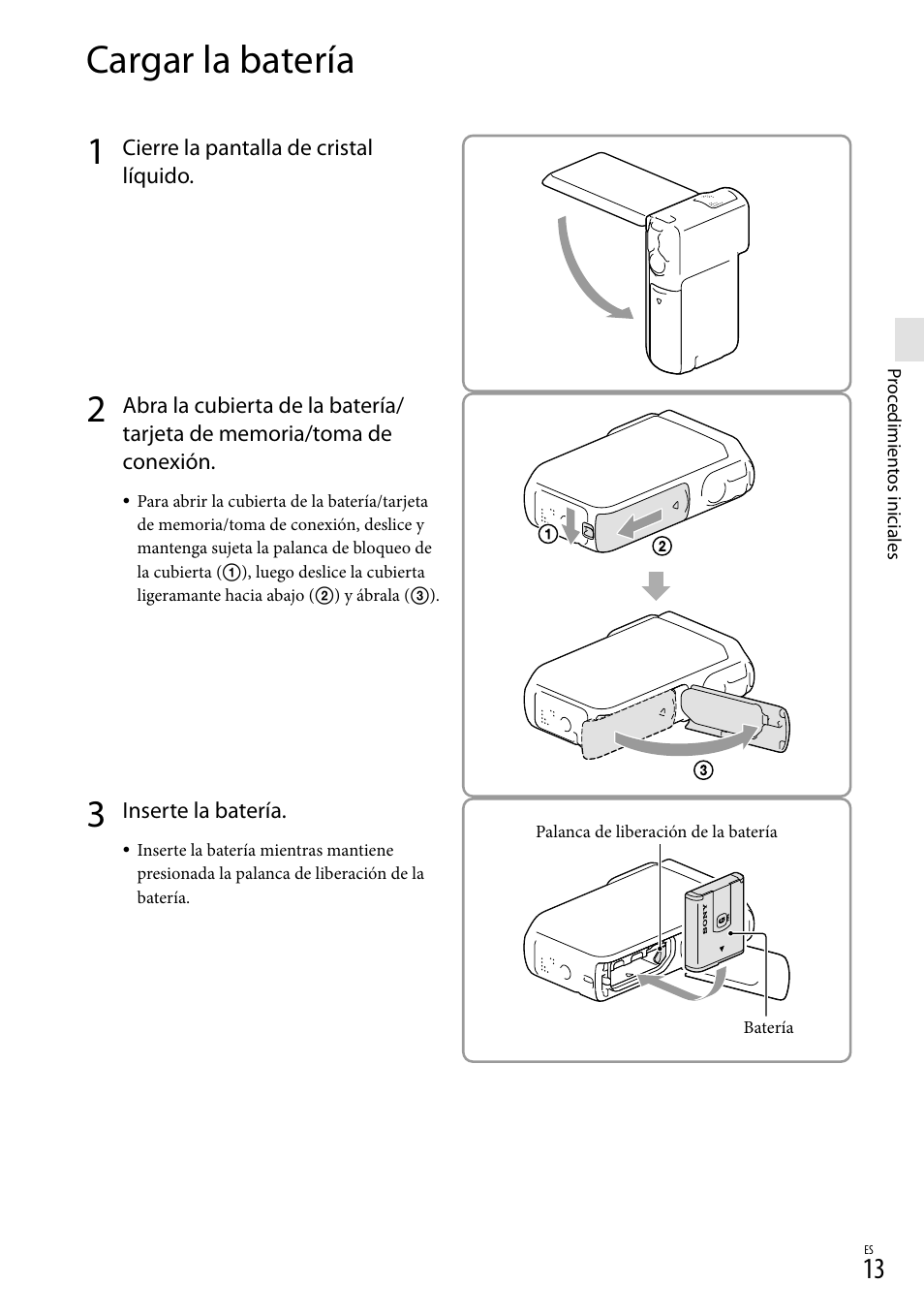 Cargar la batería, Ta (13), Ía (13) | Нa (13) | Sony HDR-GW77V User Manual | Page 77 / 199