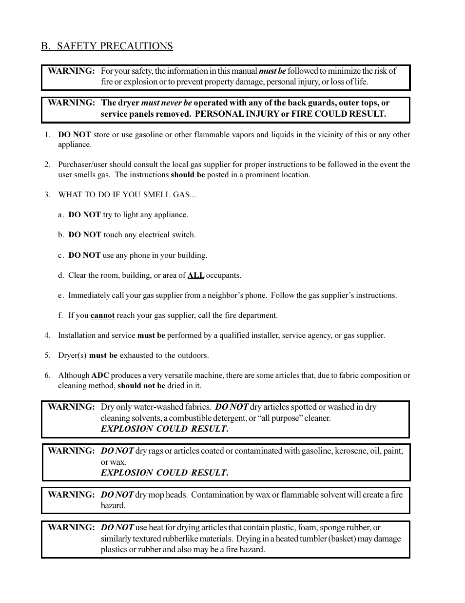 American Dryer Corp. MLG-130DR (HSI) User Manual | Page 8 / 45