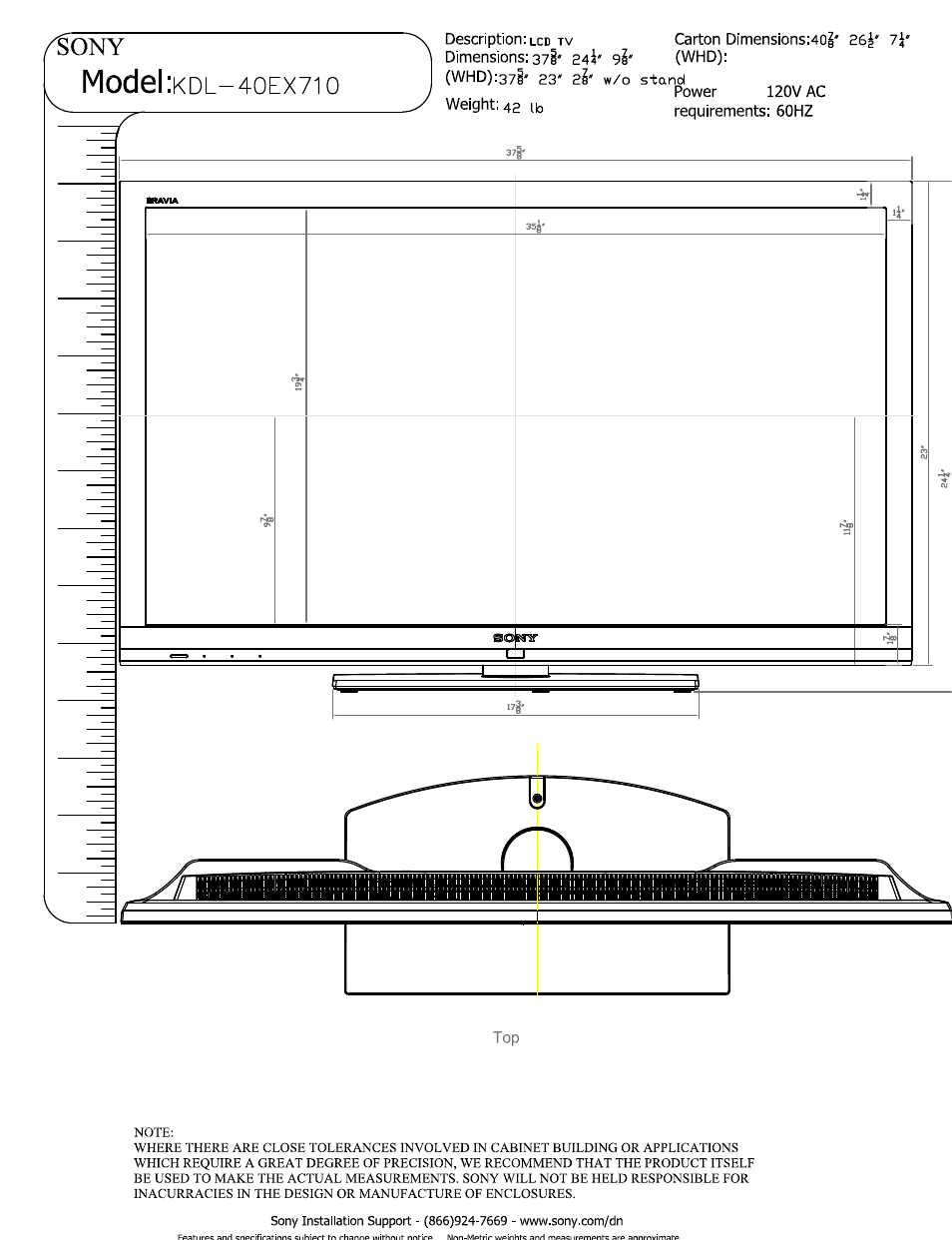 Sony KDL-40EX710 User Manual | 3 pages