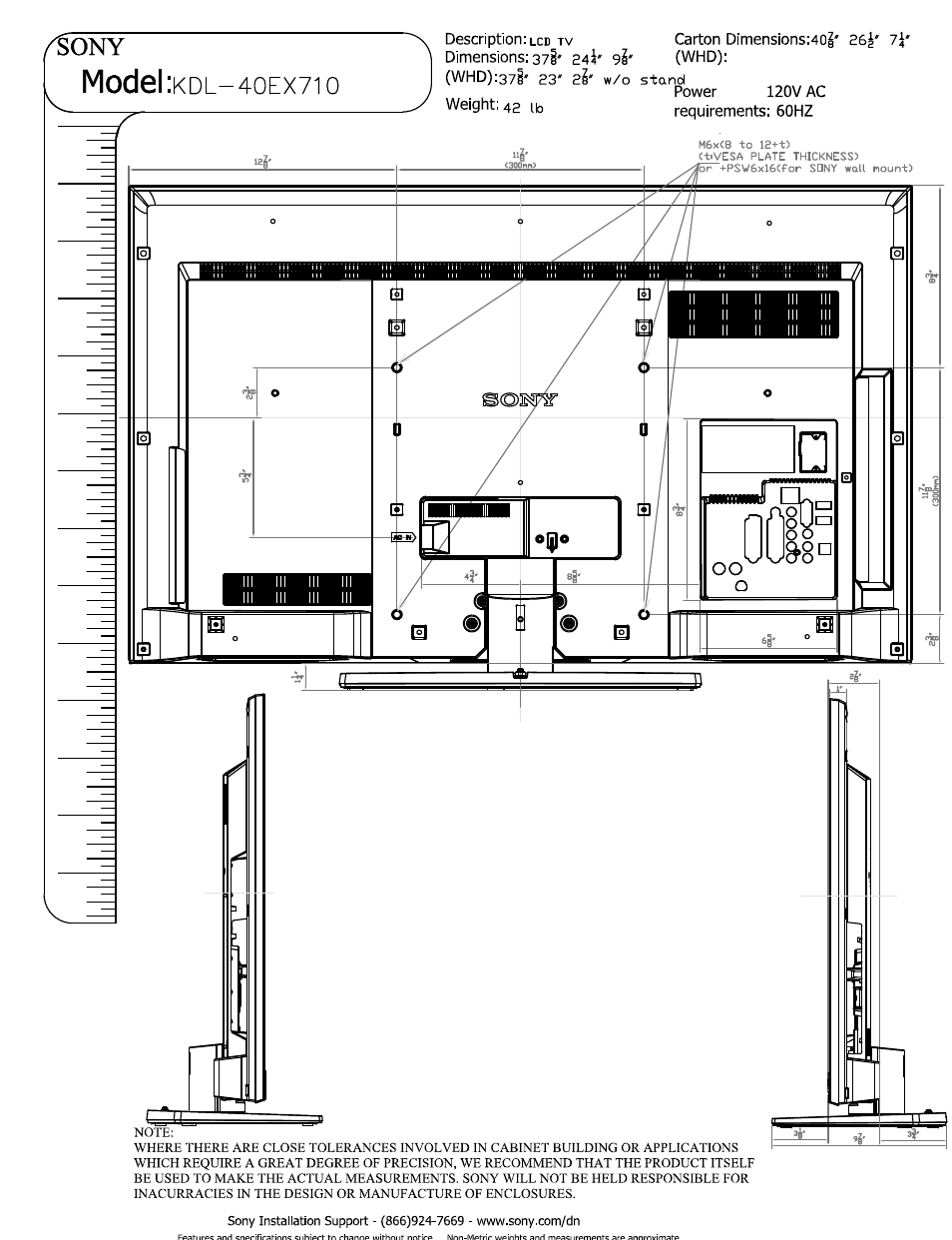 Model | Sony KDL-40EX710 User Manual | Page 2 / 3