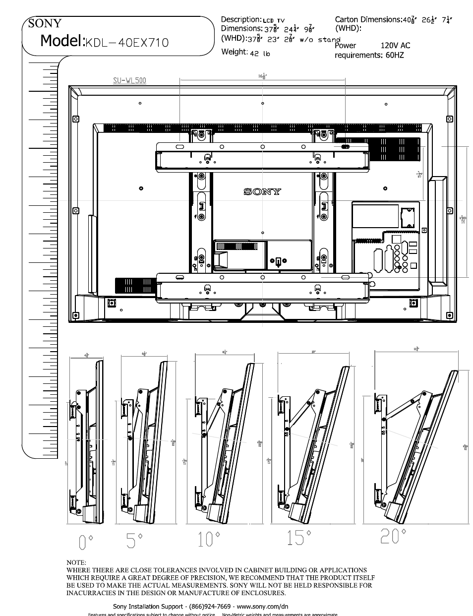 Model | Sony KDL-40EX710 User Manual | Page 3 / 3