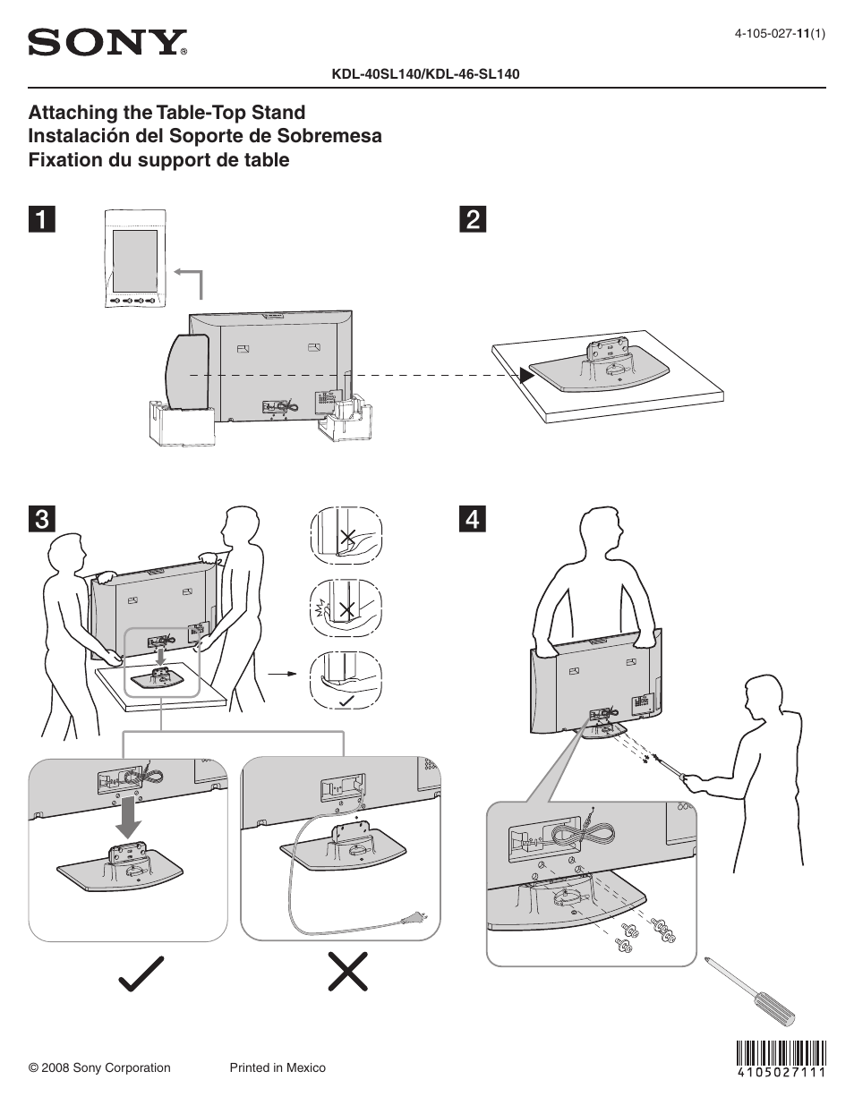 Sony KDL-46SL140 User Manual | 1 page