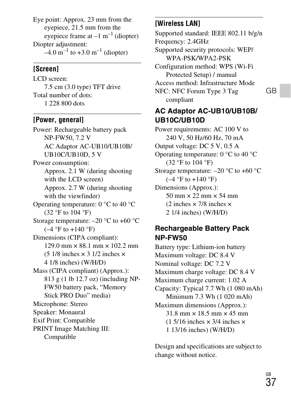 Sony DSC-RX10 User Manual | Page 37 / 120