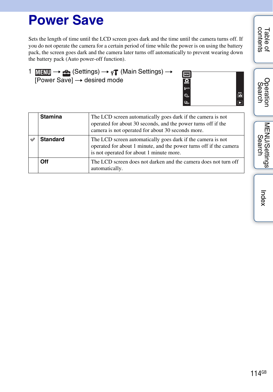 Power save | Sony DSC-TX7 User Manual | Page 114 / 168