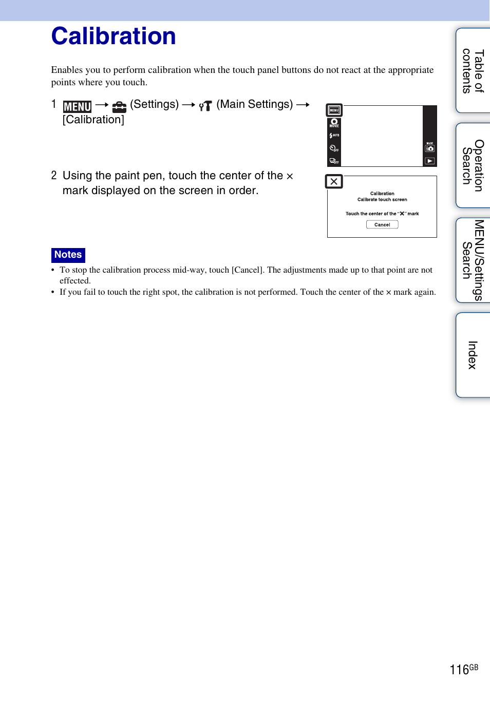 Calibration | Sony DSC-TX7 User Manual | Page 116 / 168