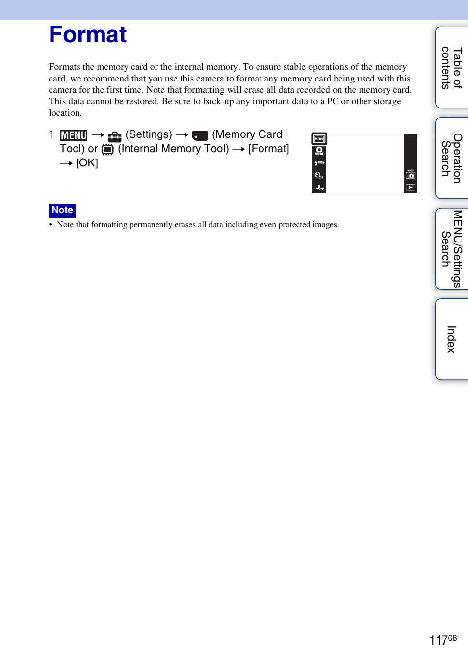 Format | Sony DSC-TX7 User Manual | Page 117 / 168