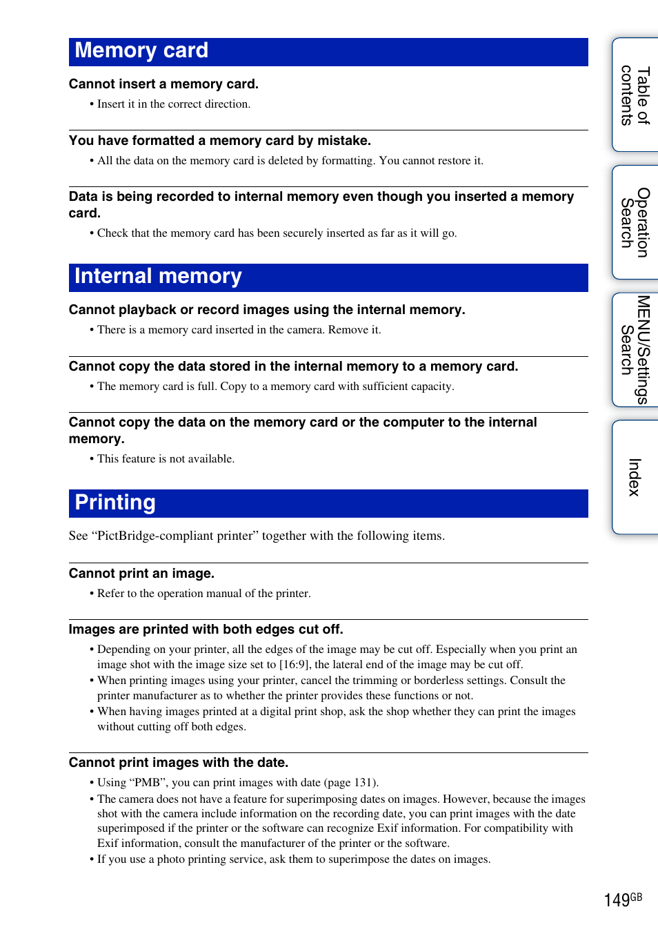 Sony DSC-TX7 User Manual | Page 149 / 168