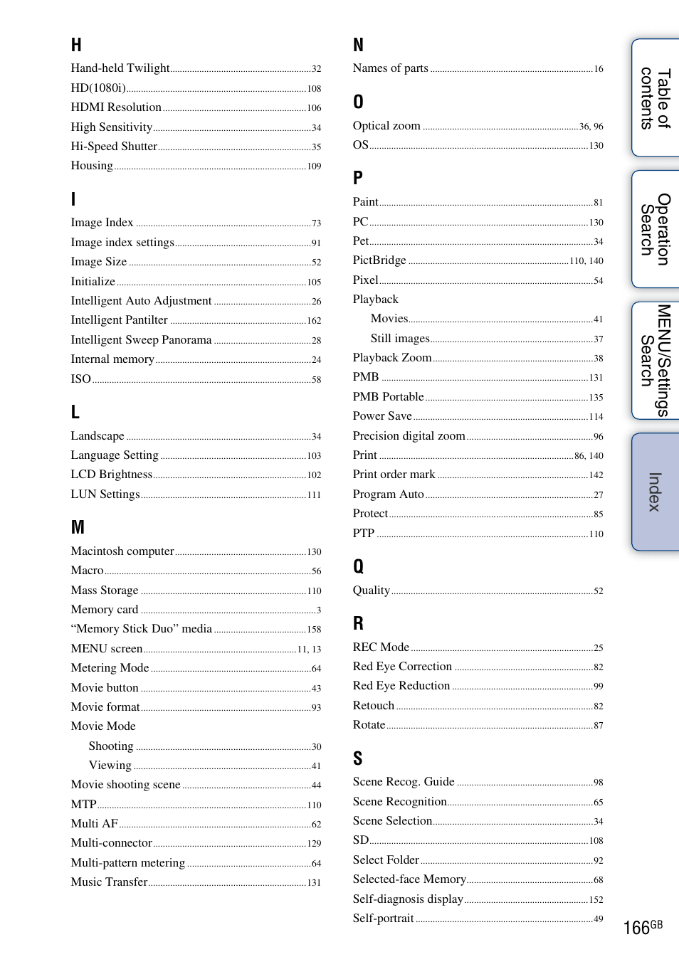 Sony DSC-TX7 User Manual | Page 166 / 168