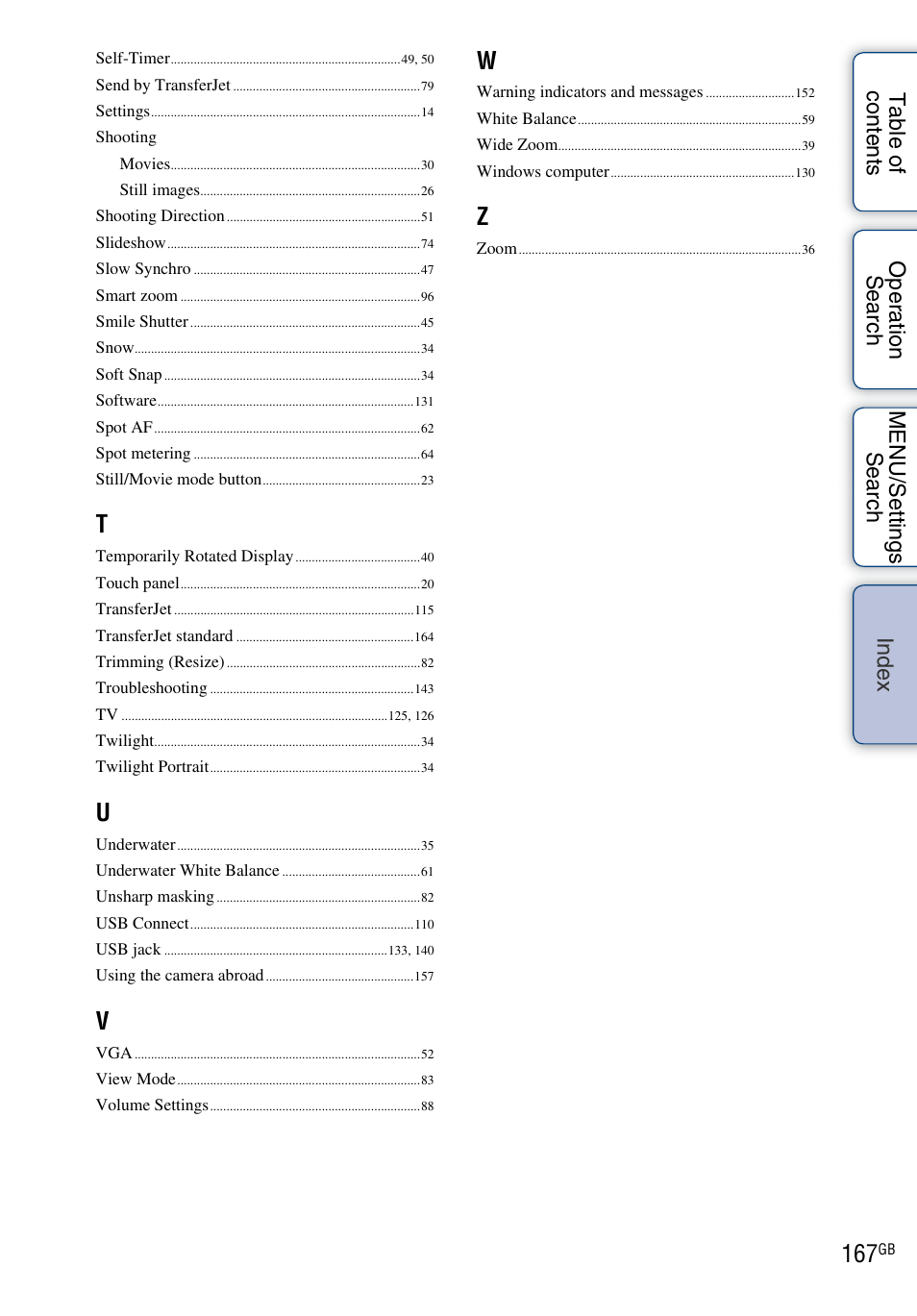 Sony DSC-TX7 User Manual | Page 167 / 168