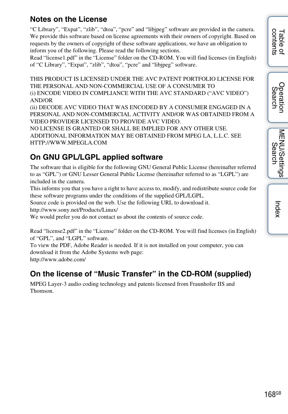 Sony DSC-TX7 User Manual | Page 168 / 168