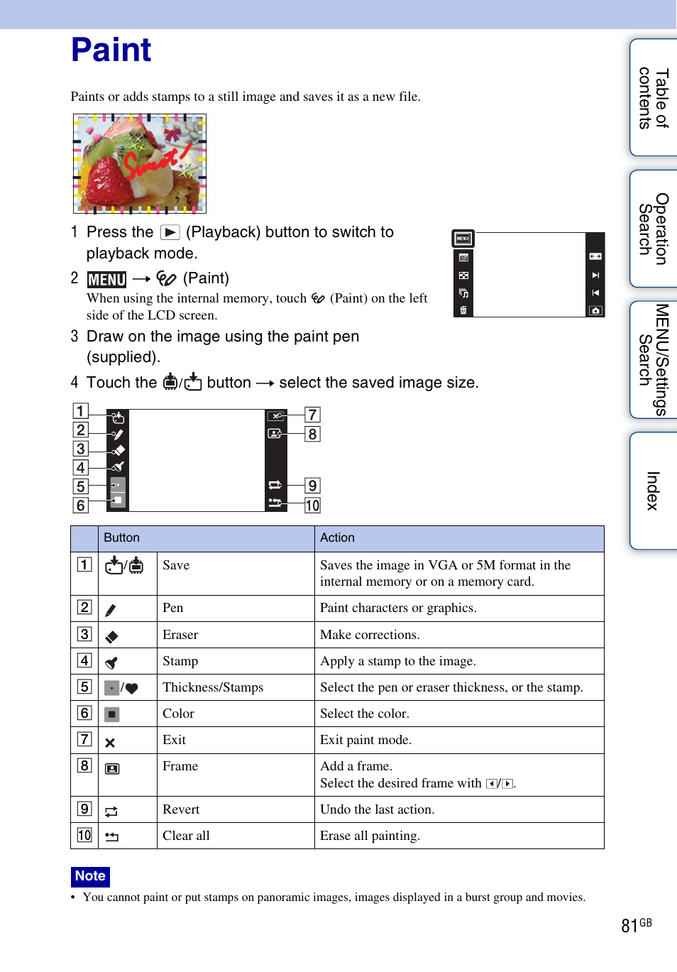 Paint | Sony DSC-TX7 User Manual | Page 81 / 168