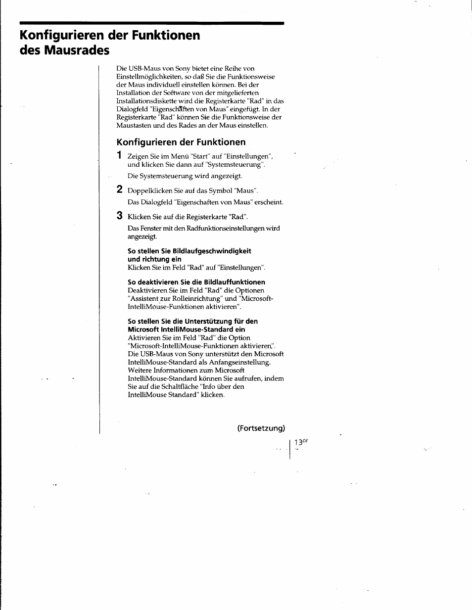 Konfigurieren der funktionen des mausrades, Konfigurieren der funktionen, Fortsetzung) | Sony PCGA-UMS1 User Manual | Page 50 / 56