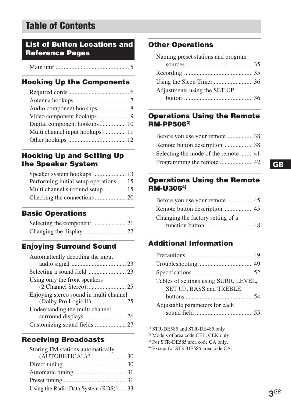Sony STR-DE585 User Manual | Page 3 / 56