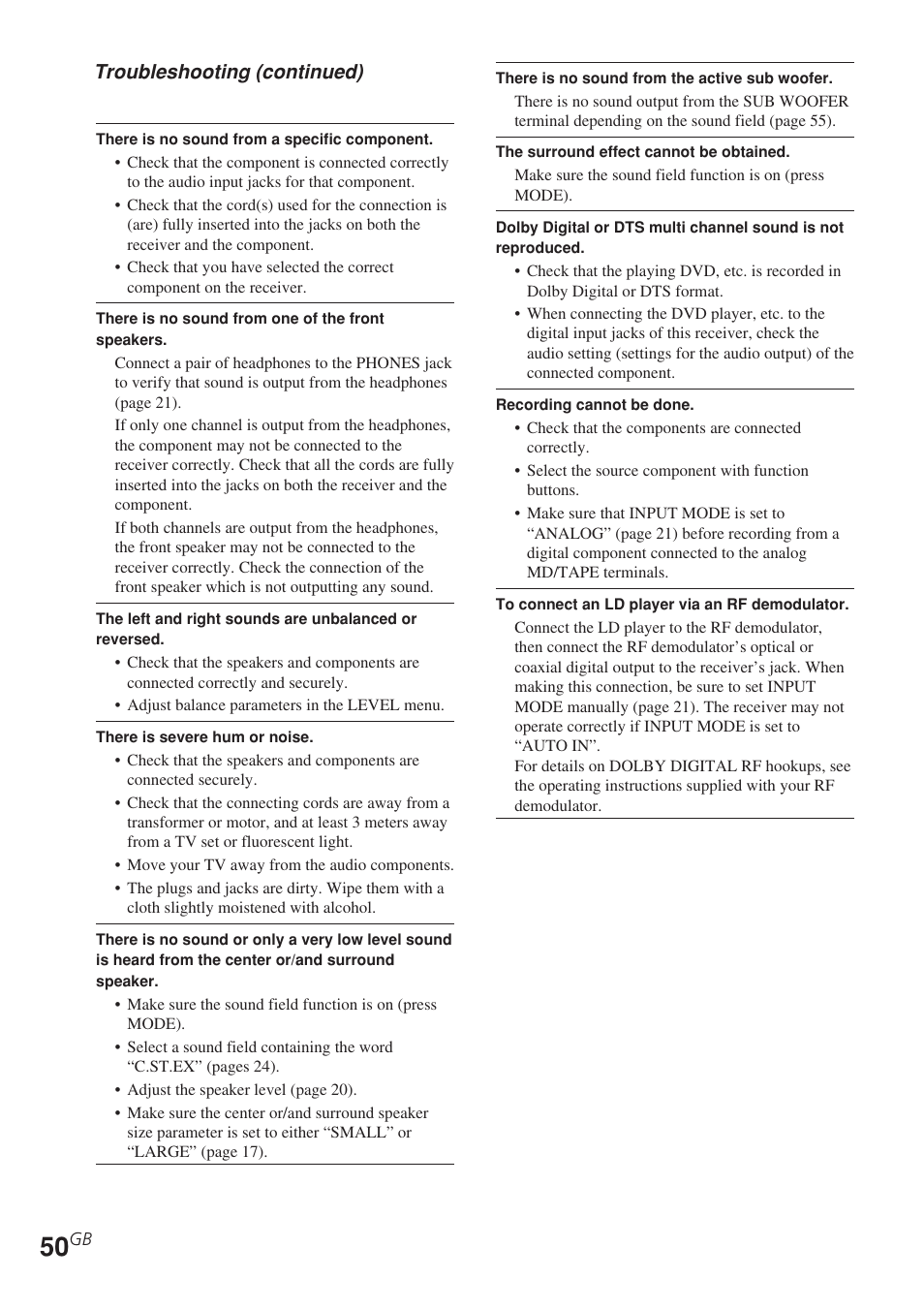 Sony STR-DE585 User Manual | Page 50 / 56