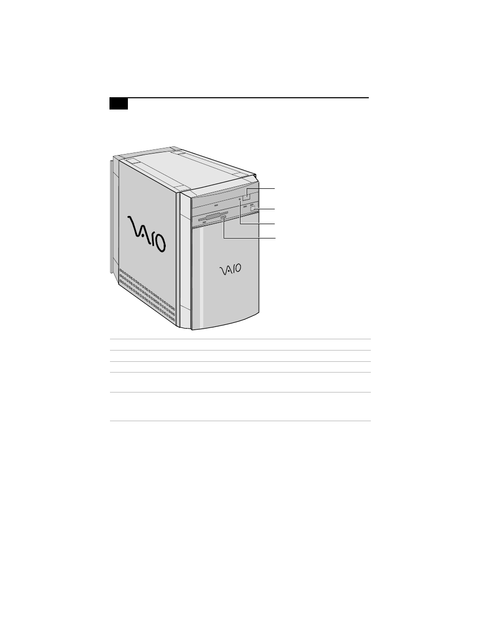 Buttons and switches, 4buttons and switches | Sony PCV-E518DS User Manual | Page 12 / 114