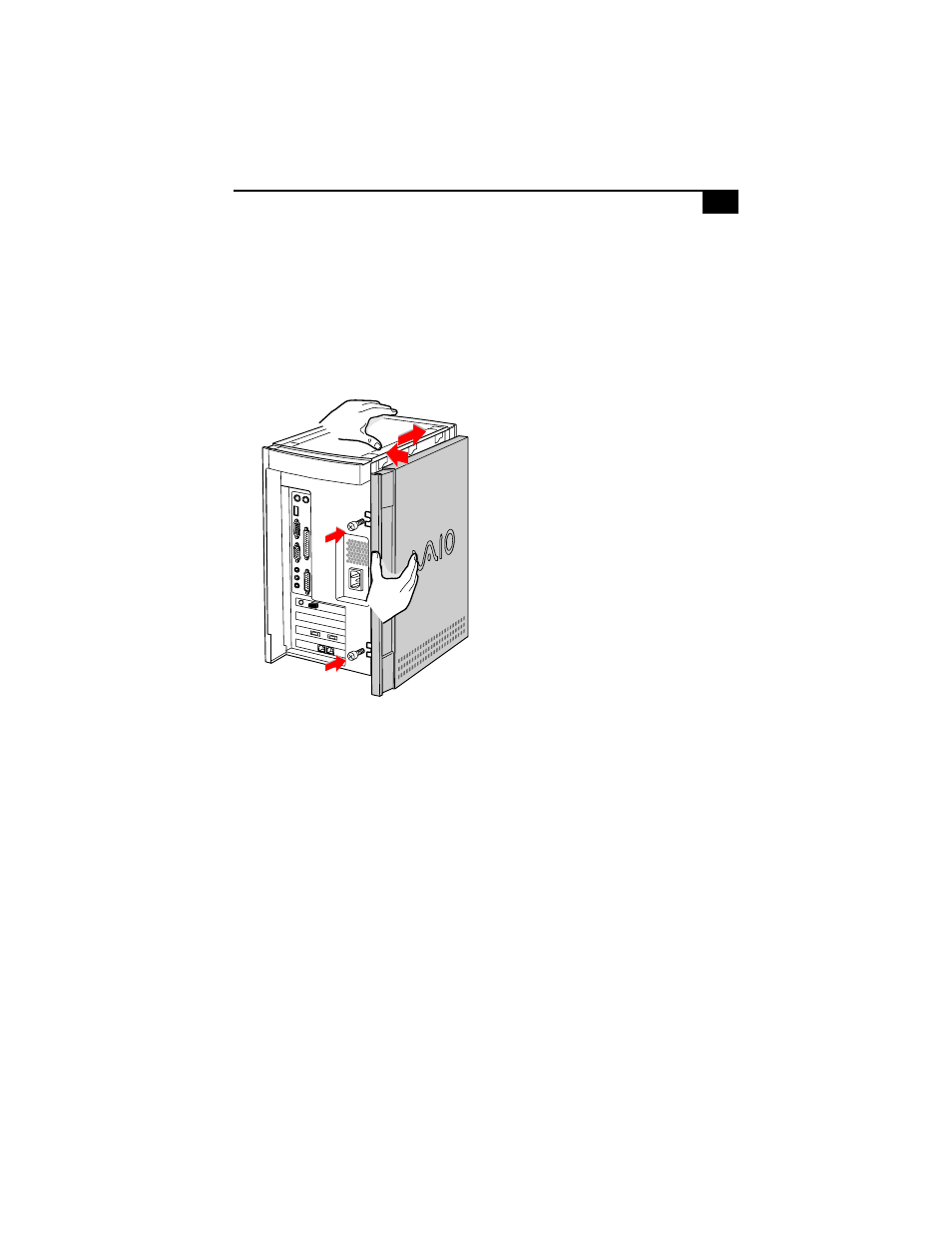 Replacing the left side panel | Sony PCV-E518DS User Manual | Page 37 / 114