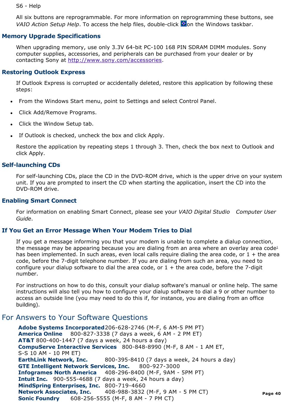 For answers to your software questions | Sony PCV-R547DS User Manual | Page 40 / 514