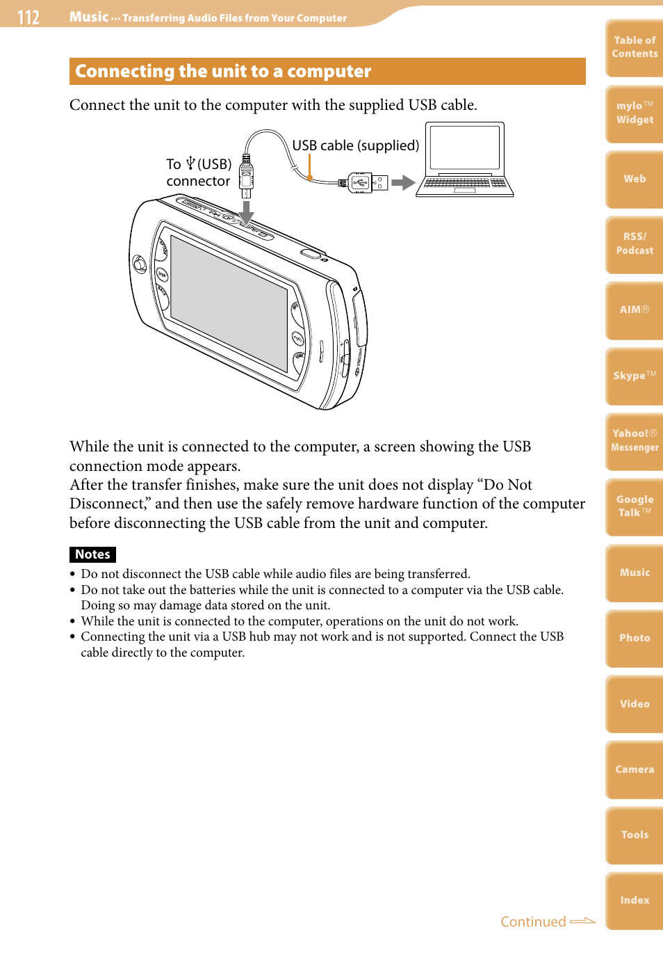 Connecting the unit to a computer | Sony COM-2 User Manual | Page 112 / 270