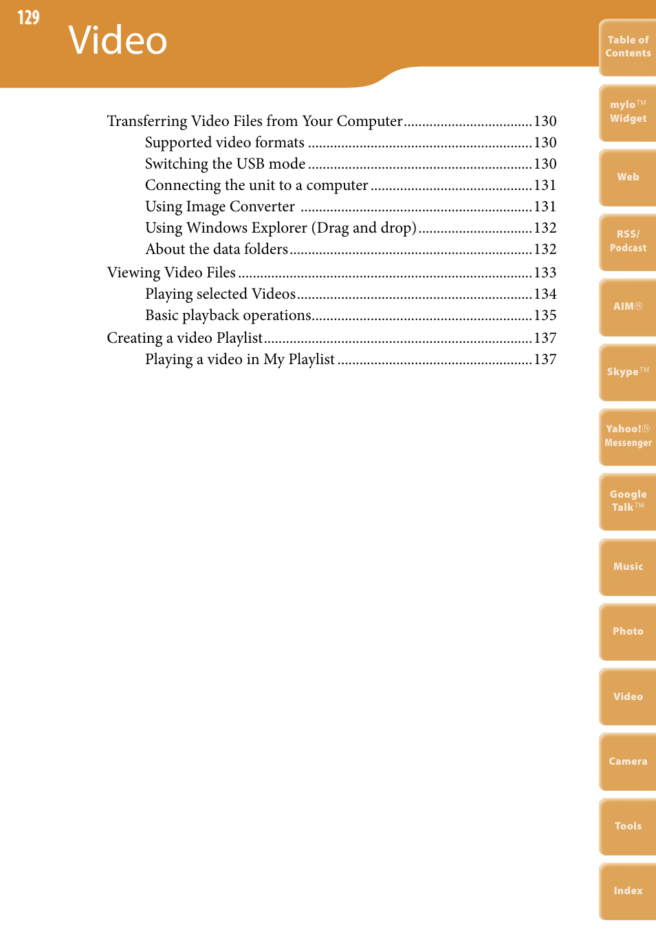 Video | Sony COM-2 User Manual | Page 129 / 270
