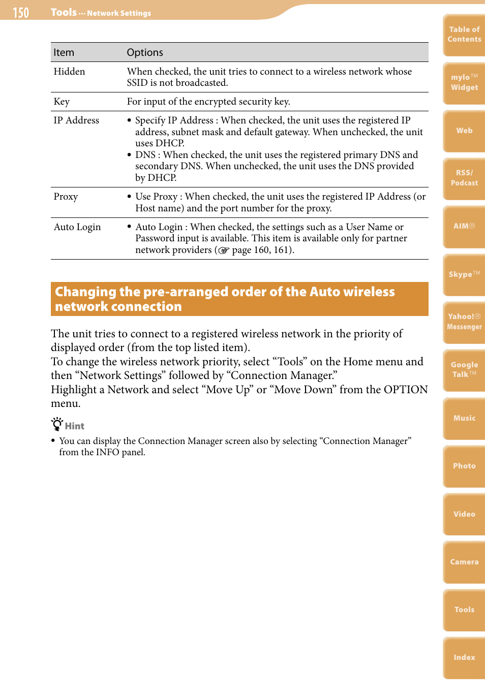 Network connection | Sony COM-2 User Manual | Page 150 / 270