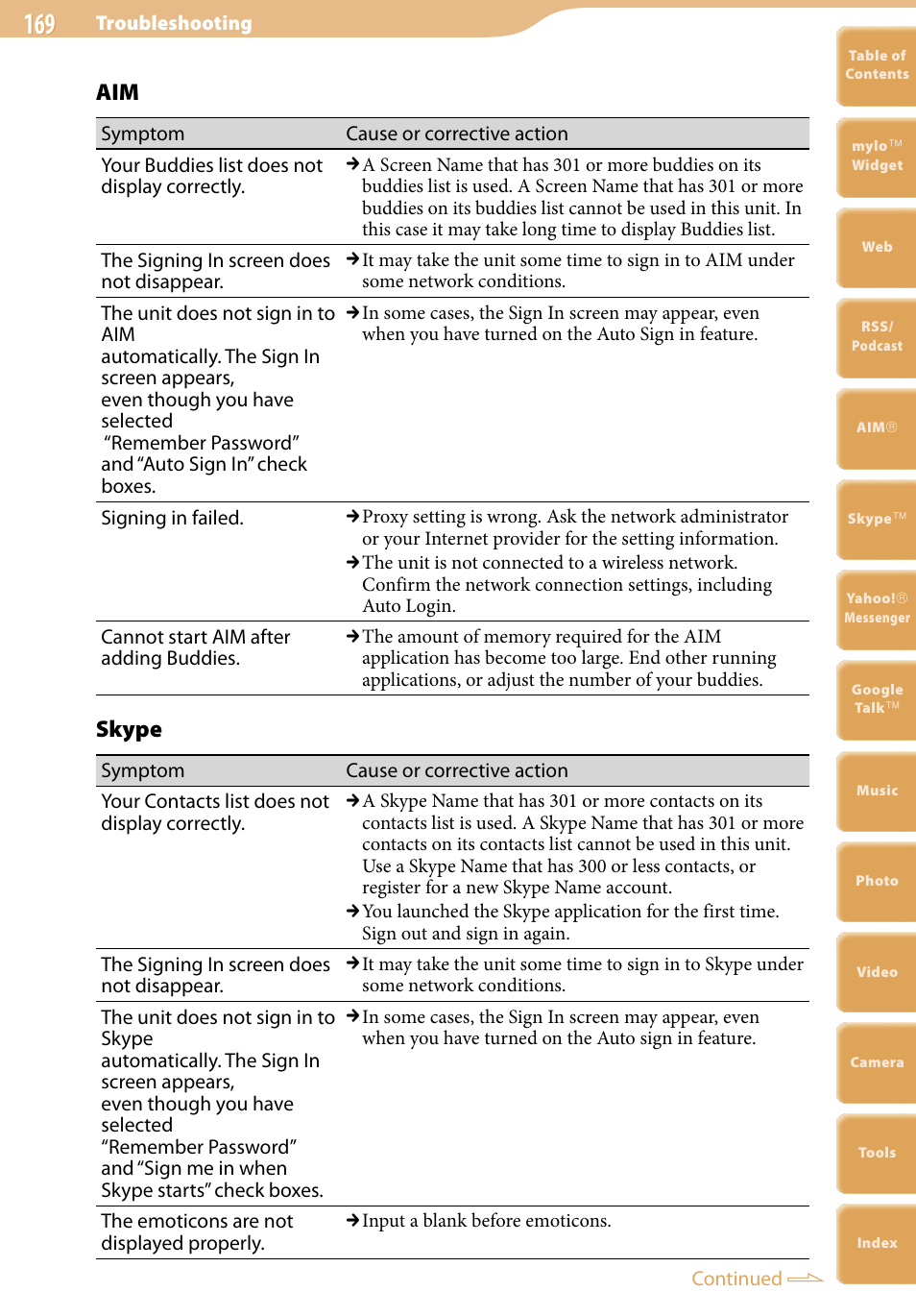 Skype | Sony COM-2 User Manual | Page 169 / 270