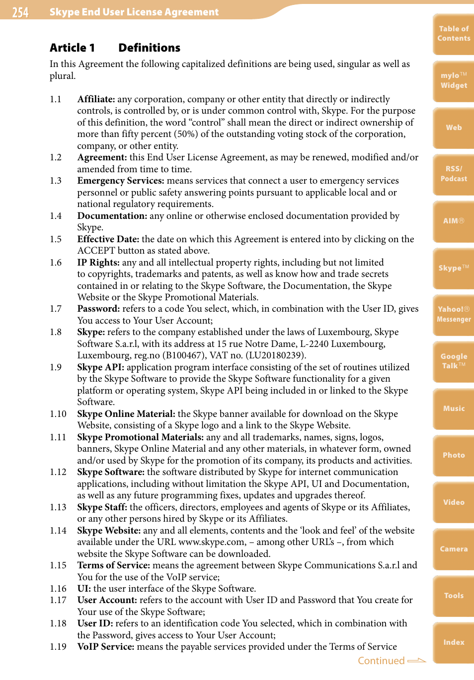 Article 1 definitions | Sony COM-2 User Manual | Page 254 / 270