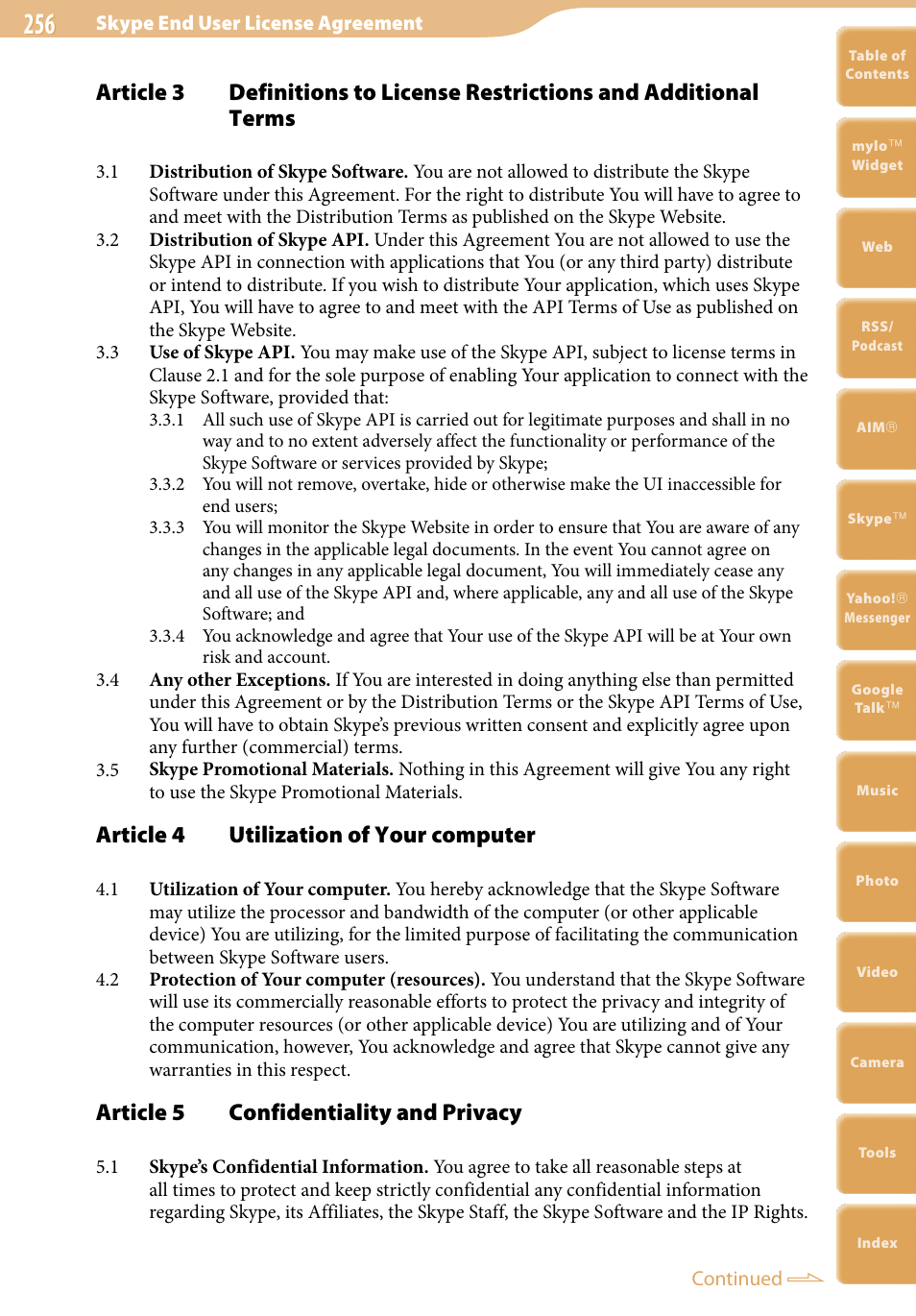 Article 4 utilization of your computer, Article 5 confidentiality and privacy | Sony COM-2 User Manual | Page 256 / 270