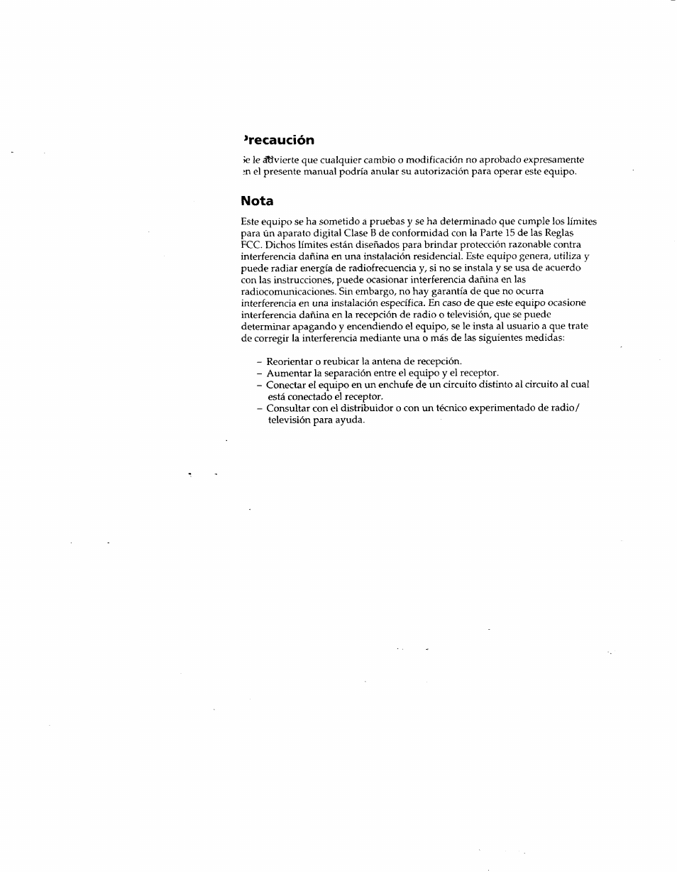 Recaución, Nota | Sony IT-B9 User Manual | Page 19 / 28