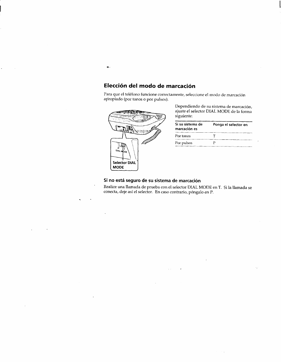 Elección del modo de marcación | Sony IT-B9 User Manual | Page 21 / 28