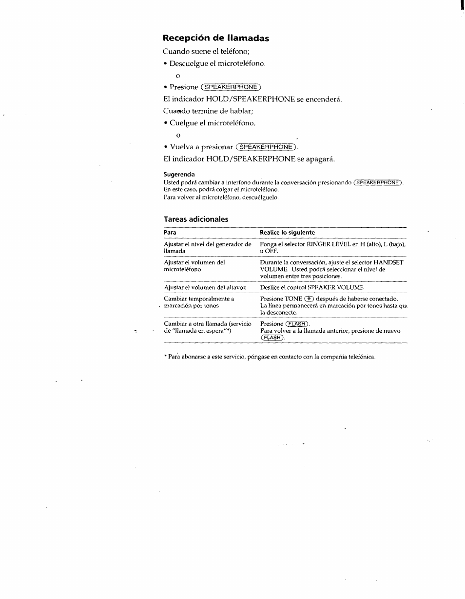 Recepción de llamadas, Tareas adicionales | Sony IT-B9 User Manual | Page 23 / 28