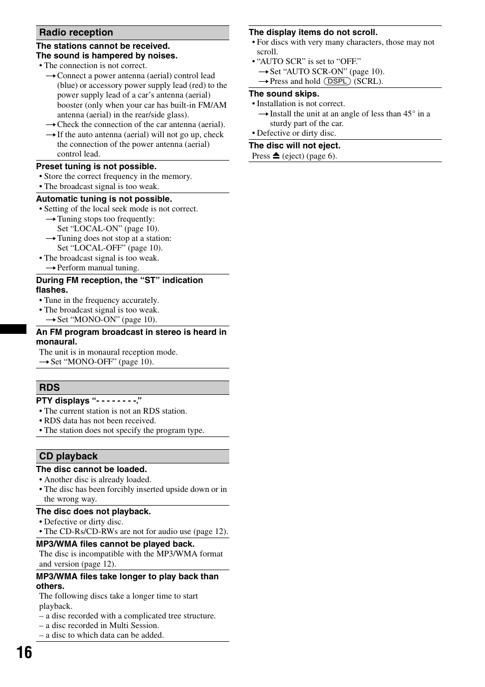 Sony CDX-GT25MPW User Manual | Page 16 / 36