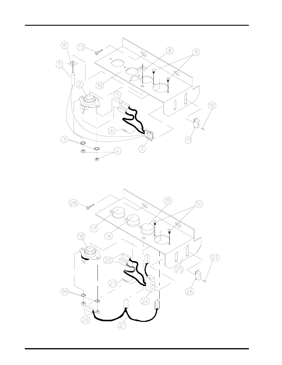 Sensor bracket assemblies , 29, Microprocessor sensor bracket assembly, Non-computer sensor bracket assembly | American Dryer Corp. AD-75THS User Manual | Page 30 / 49