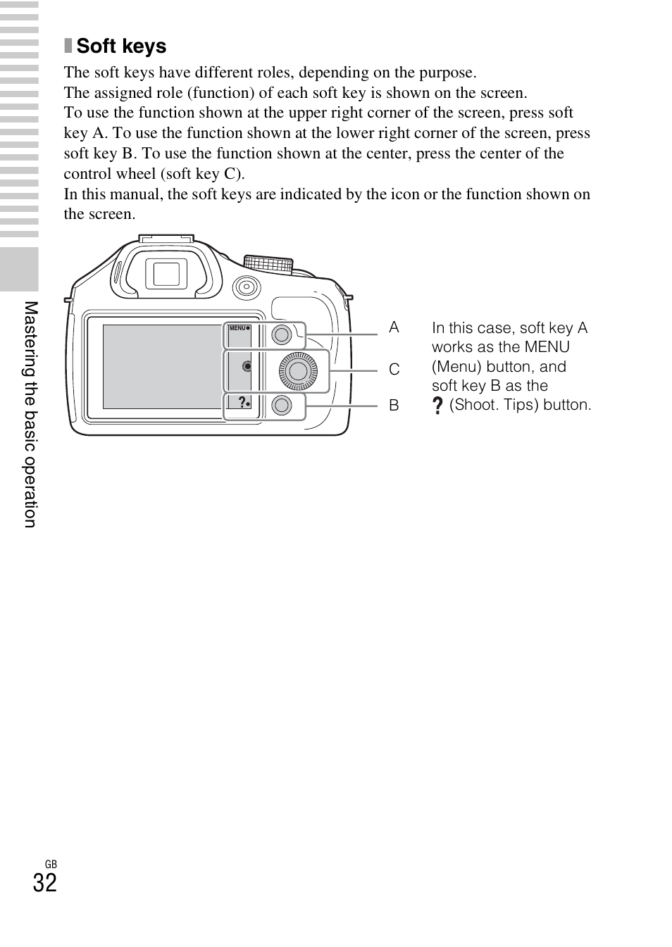 Y a (32), Xsoft keys | Sony ILCE-3000 User Manual | Page 32 / 92