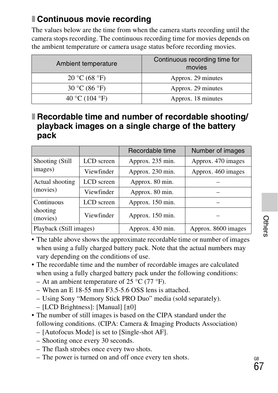 Xcontinuous movie recording | Sony ILCE-3000 User Manual | Page 67 / 92