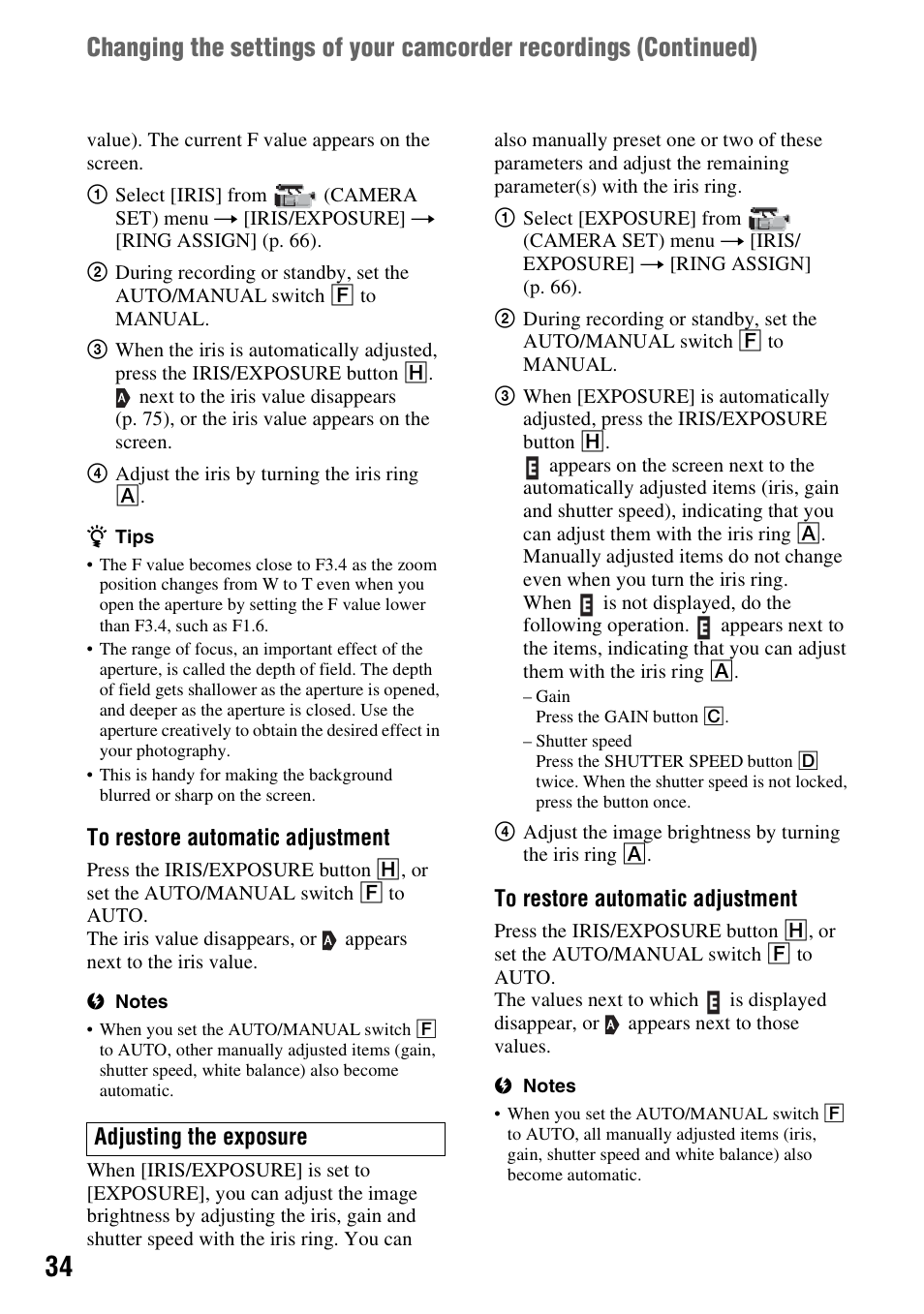 Sony HDR-FX1000 User Manual | Page 34 / 151