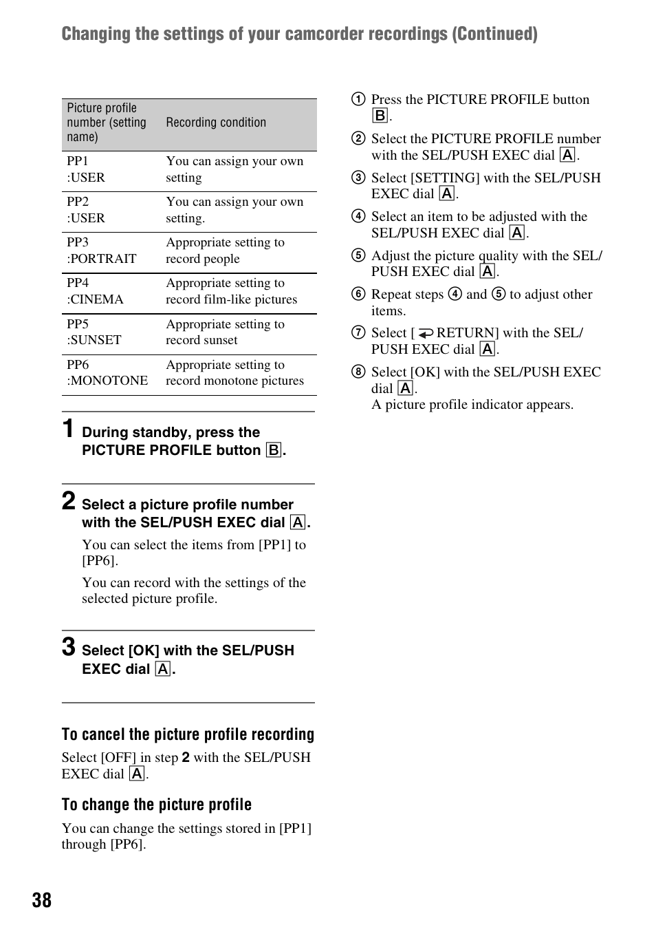Sony HDR-FX1000 User Manual | Page 38 / 151