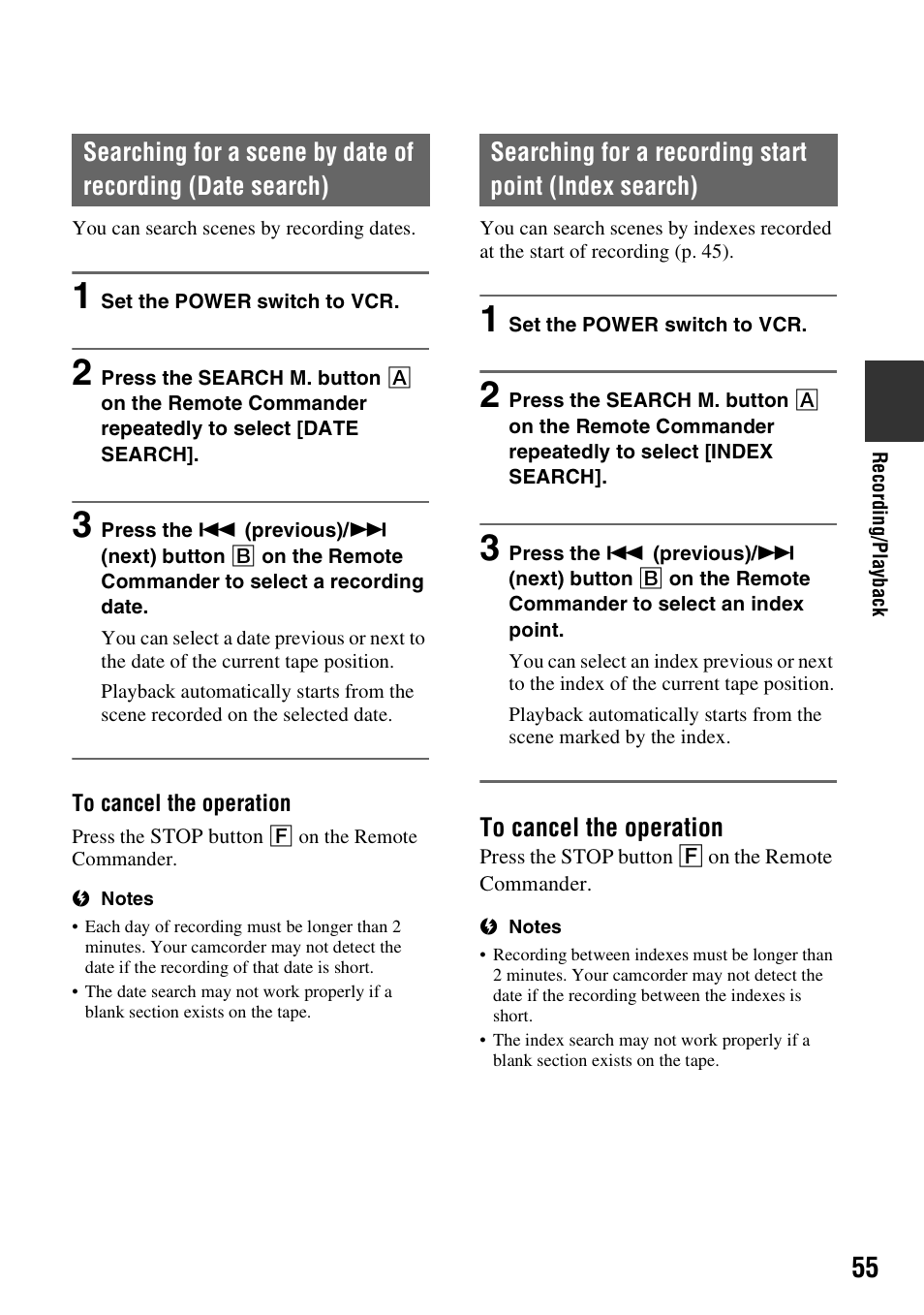 P. 55) | Sony HDR-FX1000 User Manual | Page 55 / 151