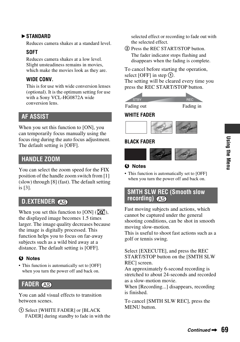 P. 69, R (p. 69), P. 69) | Sony HDR-FX1000 User Manual | Page 69 / 151