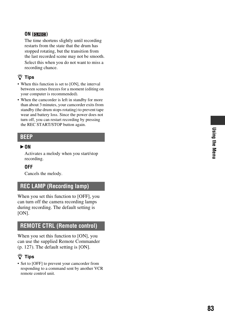 P. 83 | Sony HDR-FX1000 User Manual | Page 83 / 151