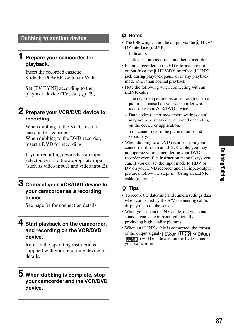 Sony HDR-FX1000 User Manual | Page 87 / 151