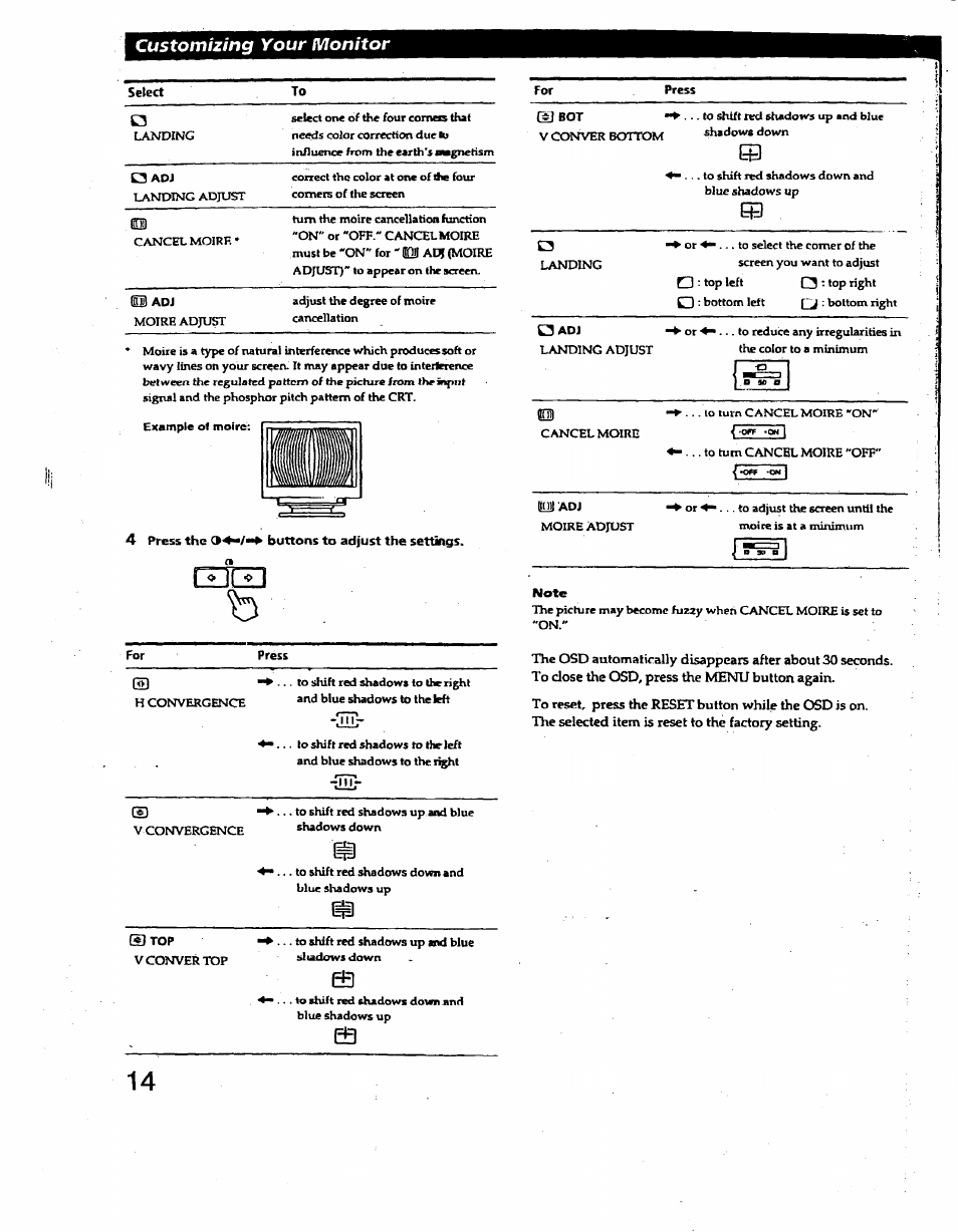 E3ìz3, Customizing your monitor | Sony GDM-400PS User Manual | Page 14 / 22