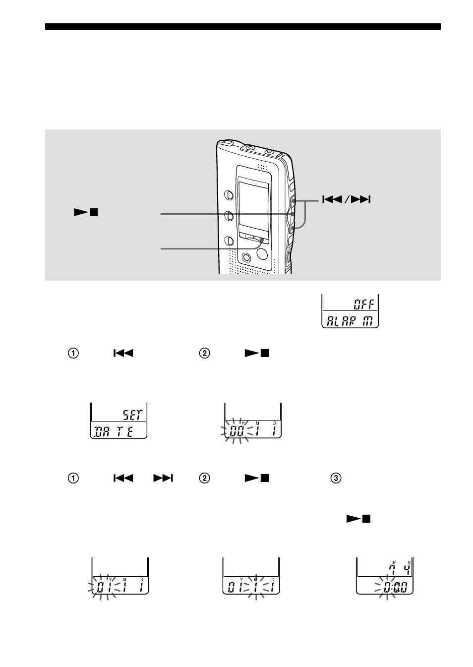 Step 2: setting the clock | Sony ICD-BP120 User Manual | Page 10 / 68