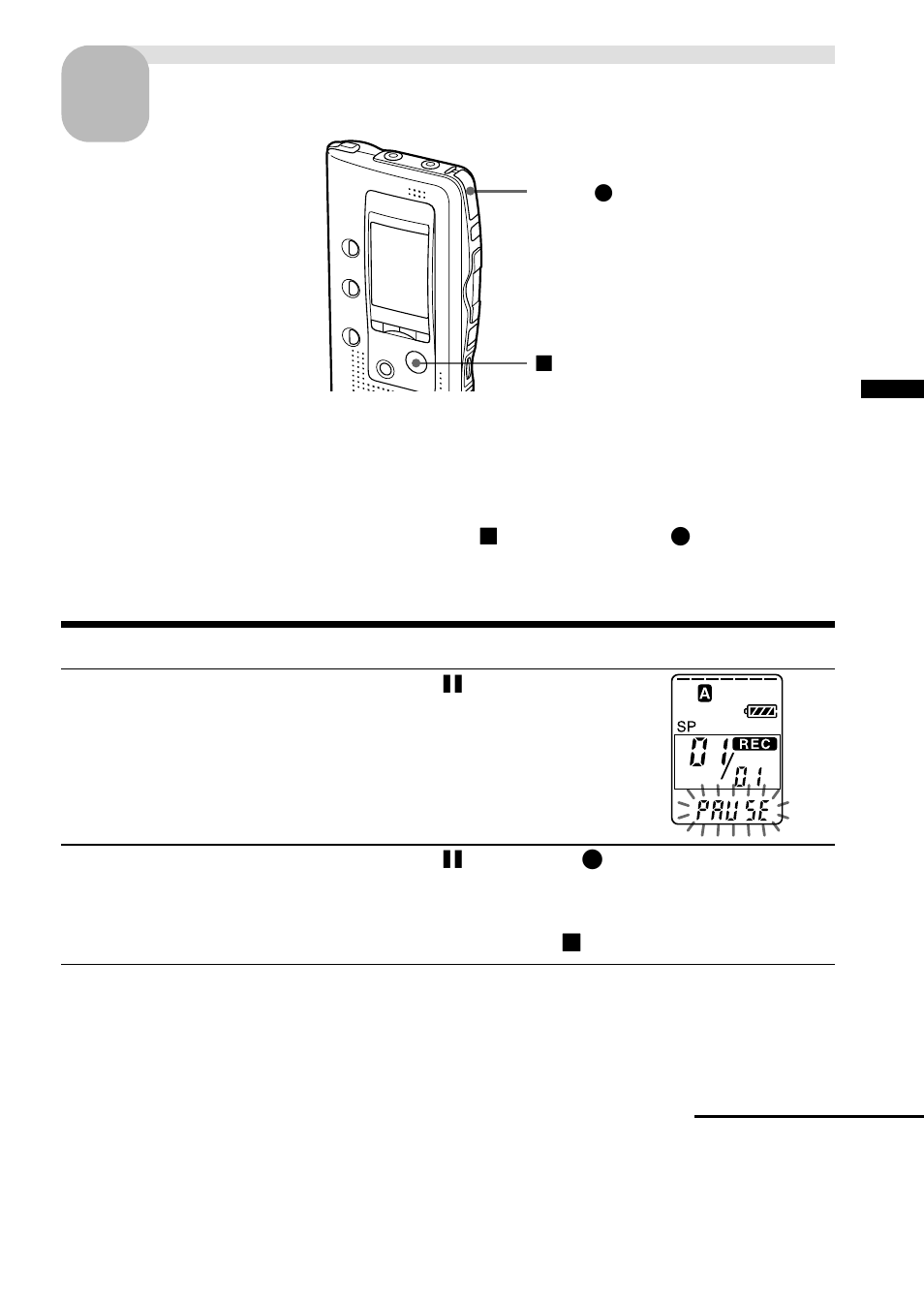 Stop recording | Sony ICD-BP120 User Manual | Page 13 / 68