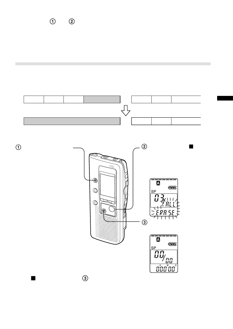 Erasing all messages in a folder | Sony ICD-BP120 User Manual | Page 21 / 68