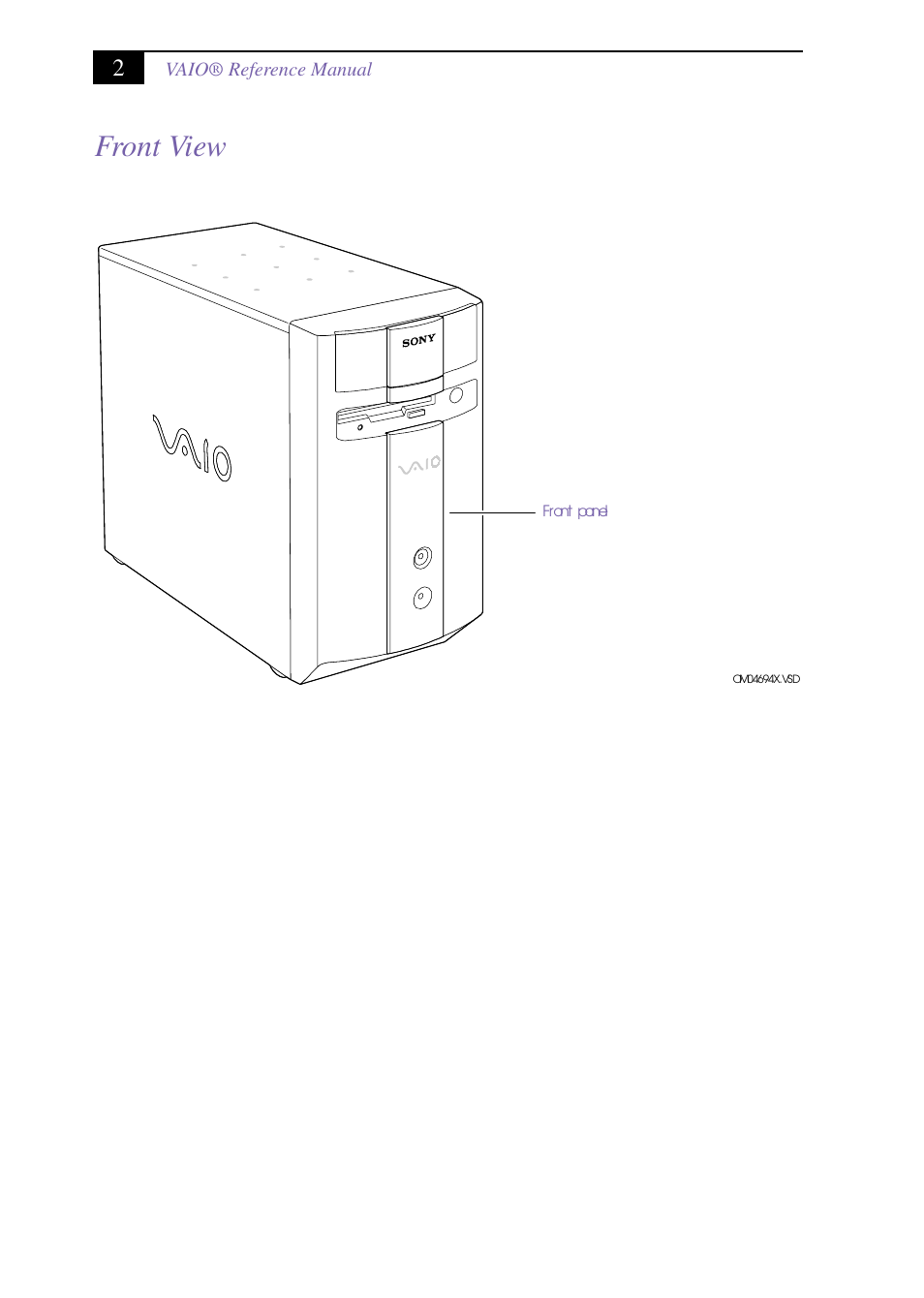 Heading2 - front view, Front view | Sony PCV-J150 User Manual | Page 16 / 104