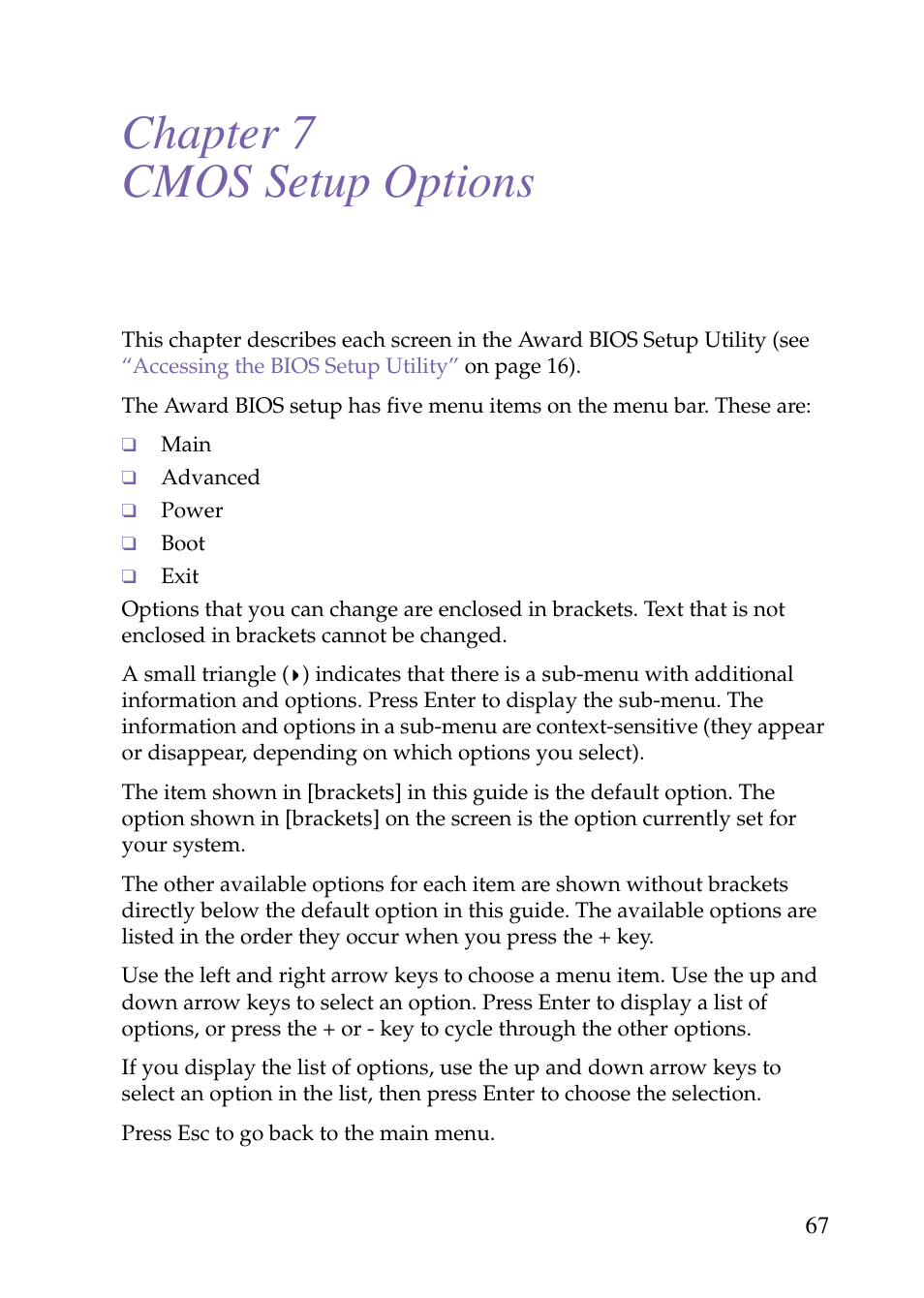 Heading1 - cmos setup options, Chapter 7 — cmos setup options, Cmos | Setup options, Chapter 7 cmos setup options | Sony PCV-J150 User Manual | Page 79 / 104