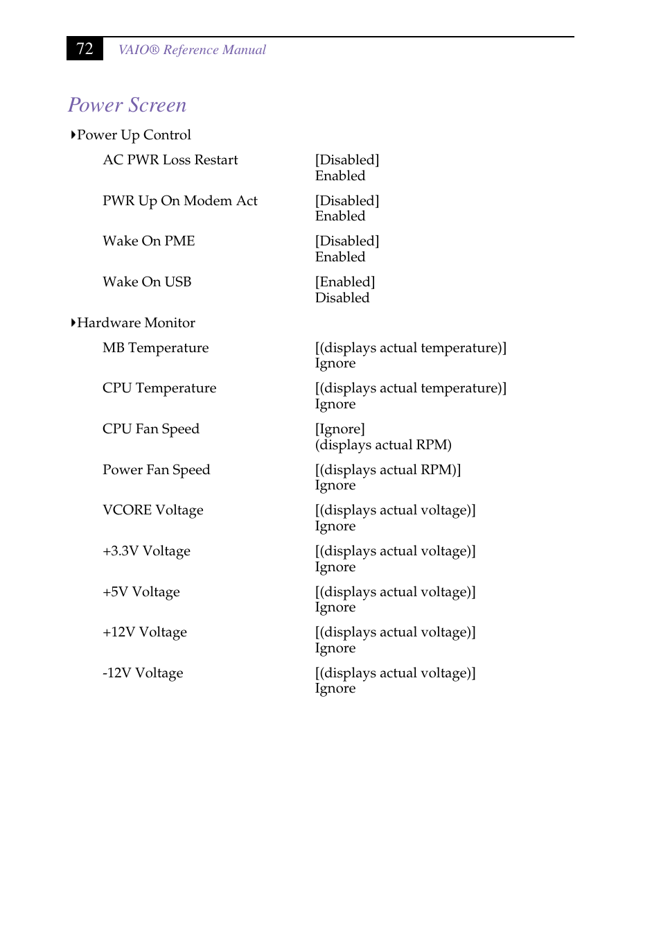 Heading2 - power screen, Power screen | Sony PCV-J150 User Manual | Page 84 / 104