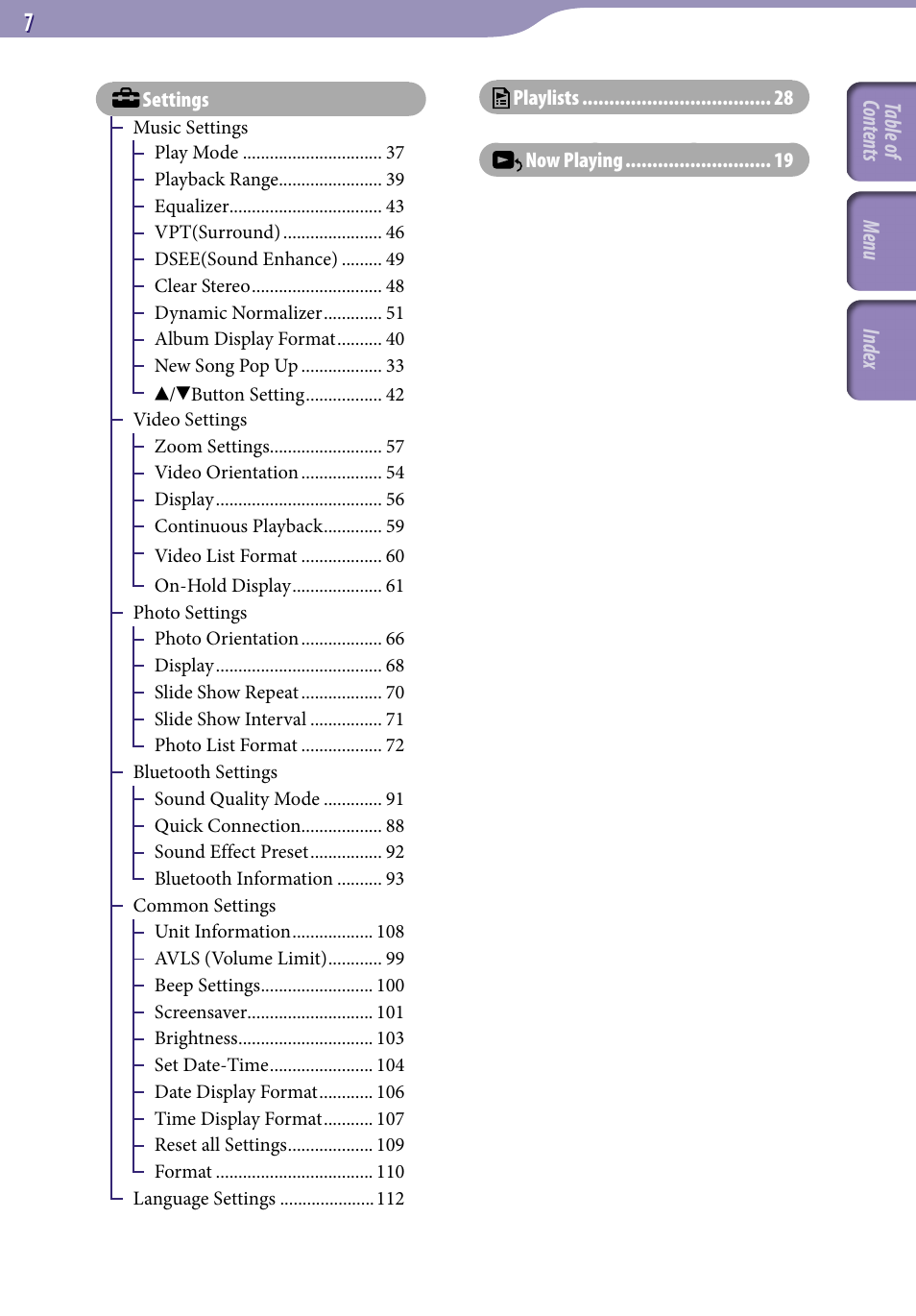 Sony NWZ-A829BLK User Manual | Page 7 / 161