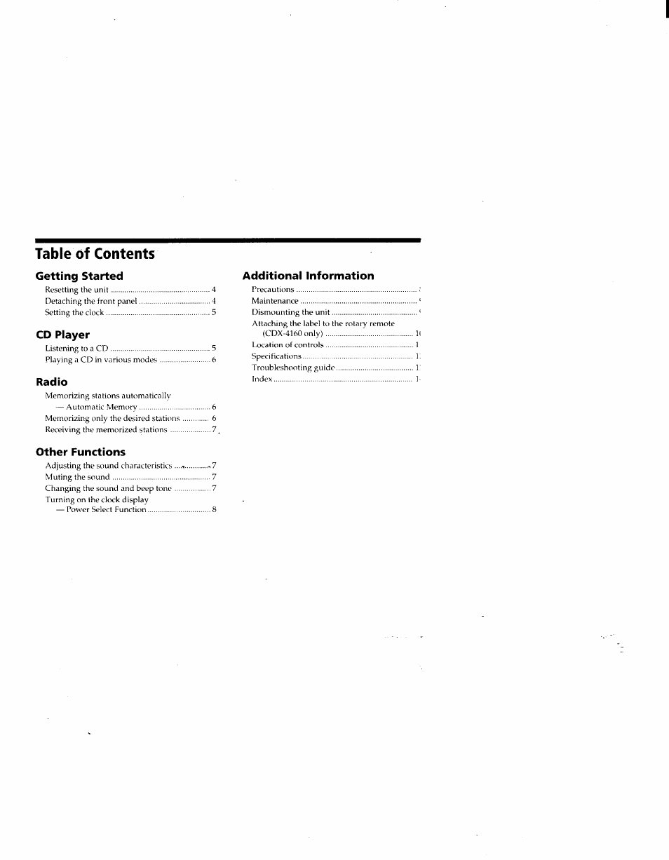 Sony CDX-4160 User Manual | Page 3 / 14